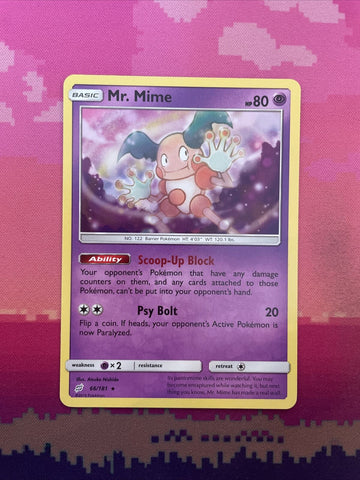 Pokemon Card Mr. Mime Team Up Rare 66/181 Near Mint