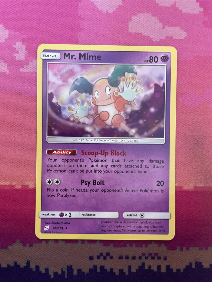 Pokemon Card Mr. Mime Team Up Rare 66/181 Near Mint