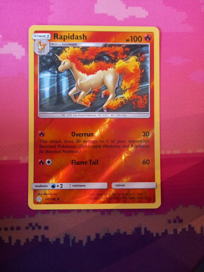 Pokemon Card Rapidash Cosmic Eclipse Reverse Holo Uncommon 24/236 Near Mint