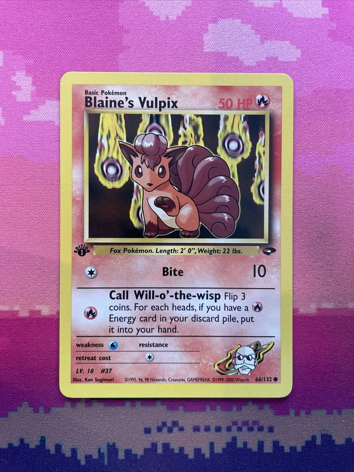 Pokemon Card Blaine's Vulpix Gym Challenge Common 1st Edition 66/132 Near Mint