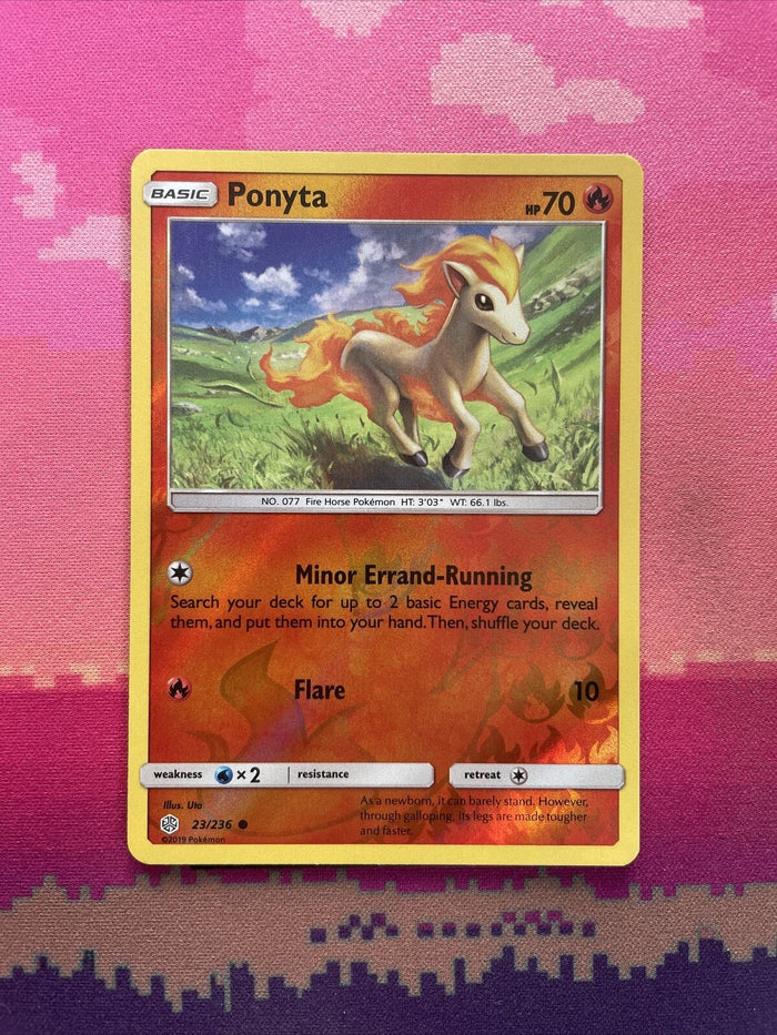 Pokemon Card Ponyta Cosmic Eclipse Reverse Holo 23/236 Near Mint