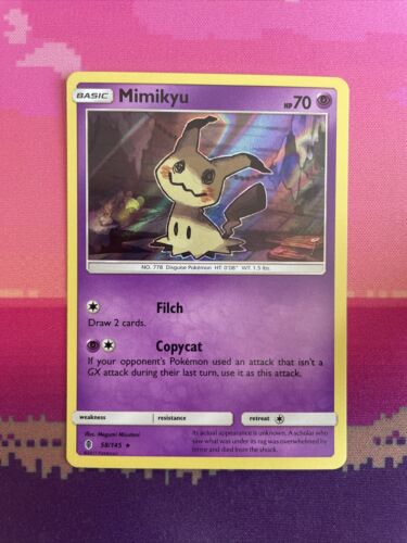 Pokemon Card Mimikyu Guardians Rising Holo Rare 58/145 Near Mint