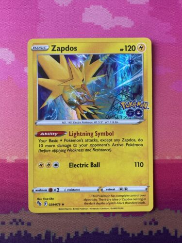 Pokemon Card Zapdos Pokemon Go Holo Rare 029/078 Near Mint