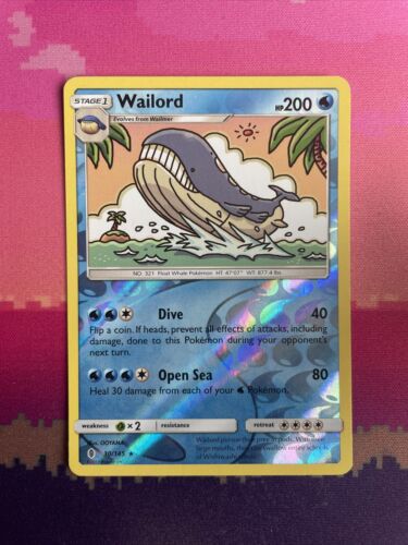 Pokemon Card Wailord Guardians Rising Reverse Holo Rare 30/145 Near Mint