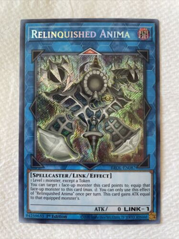 Yugioh Relinquished Anima Mint 1st Edition Secret Rare BROL-EN087