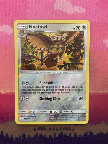 Pokemon Card Noctowl Unified Minds Reverse Holo Uncommon 166/236 Near Mint