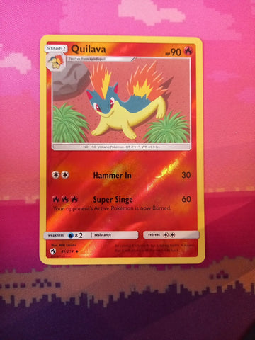Pokemon Card Quilava Lost Thunder Reverse Holo Uncommon 41/214 Near Mint