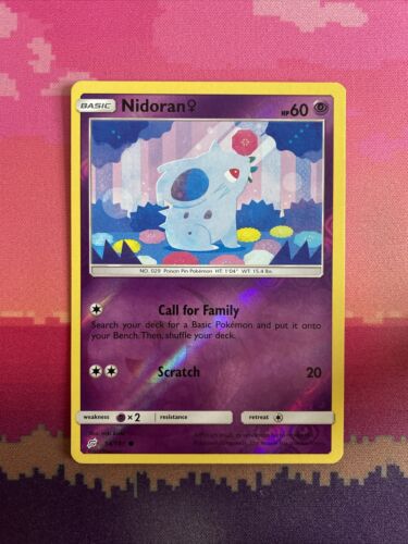 Pokemon Card Nidoran Team Up Reverse Holo Common 54/181 Near Mint