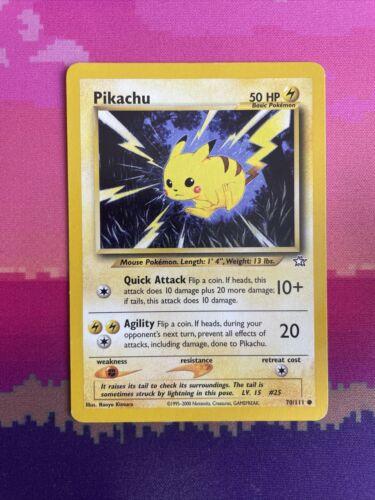 Pokemon Card Pikachu Neo Genesis Common 70/111 Near Mint