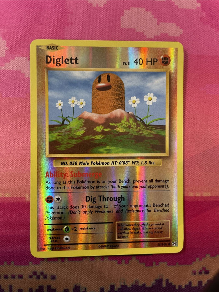Pokemon Card Diglett Evolutions Reverse Holo 55/108 Near Mint
