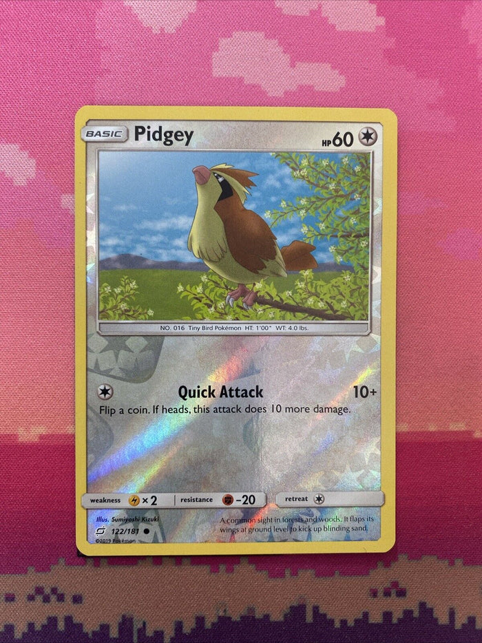 Pokemon Card Pidgey Team Up Reverse Holo 122/181 Near Mint