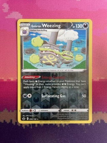 Pokemon Card Galarian Weezing Chilling Reign Reverse Holo Rare 096/198 NM
