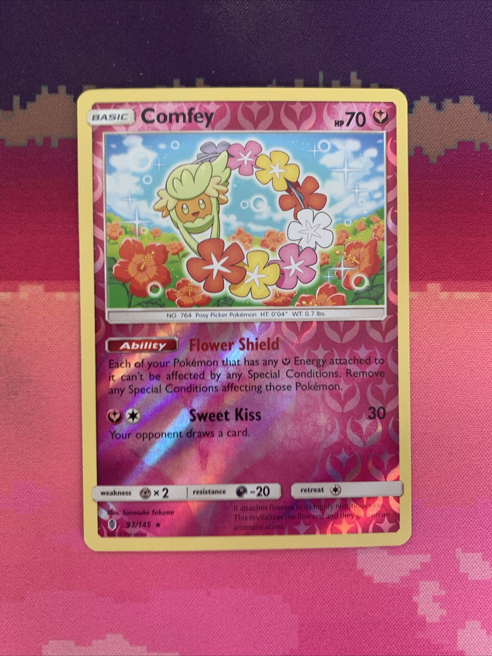 Pokemon Card Comfey Guardians Rising Reverse Holo Rare 93/145 Near Mint