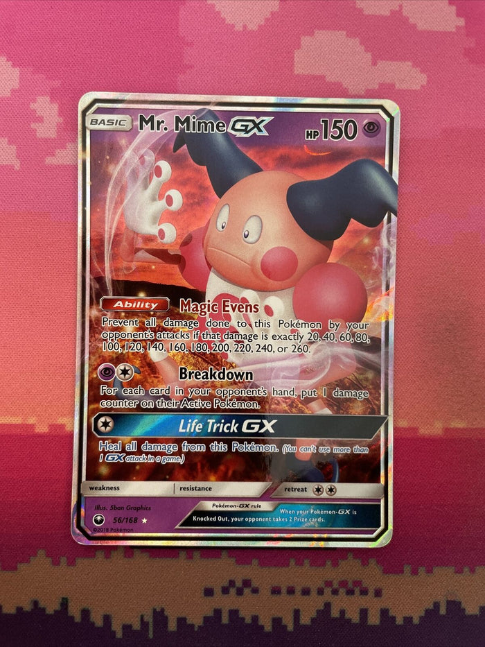 Pokemon Card Mr. Mime GX 56/168 Ultra Rare Celestial Storm Near Mint