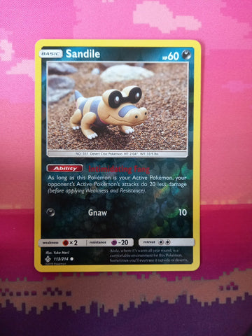 Pokemon Card Sandile Unbroken Bonds Reverse Holo 113/214 Near Mint