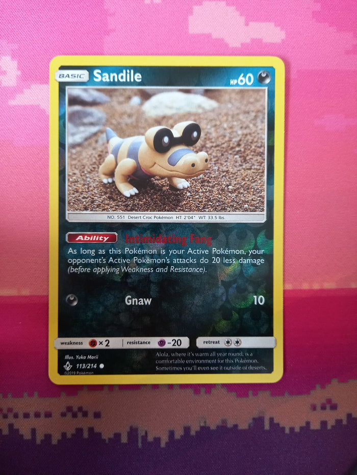 Pokemon Card Sandile Unbroken Bonds Reverse Holo 113/214 Near Mint