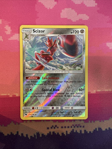 Pokemon Card Scizor Lost Thunder Reverse Holo Rare 126/214 Near Mint