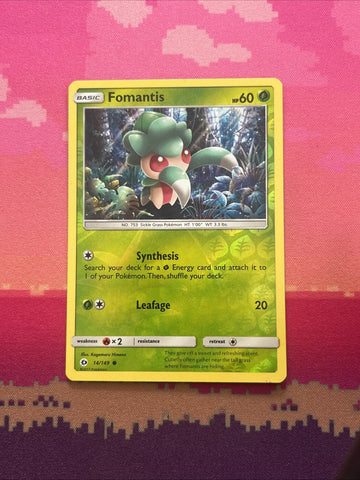 Pokemon Card Fomantis Sun & Moon Reverse Holo 14/149 Near Mint
