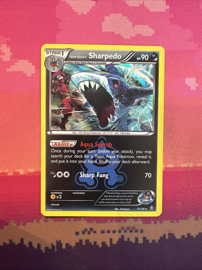 Pokemon Card Team Aqua's Sharpedo Double Crisis Holo Rare 21/34 Near Mint