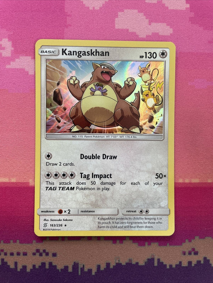 Pokemon Card Kangaskhan Unified Minds Holo Rare 163/236 Near Mint