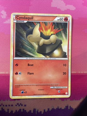 Pokemon Card Cyndaquil Heartgold Soulsilver 61/123 Near Mint
