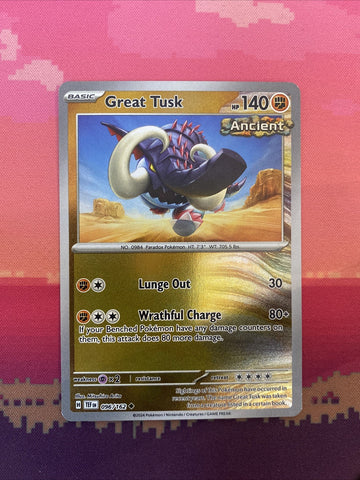 Pokemon Card Great Tusk Temporal Forces Reverse Holo Uncommon 096/162 Near Mint