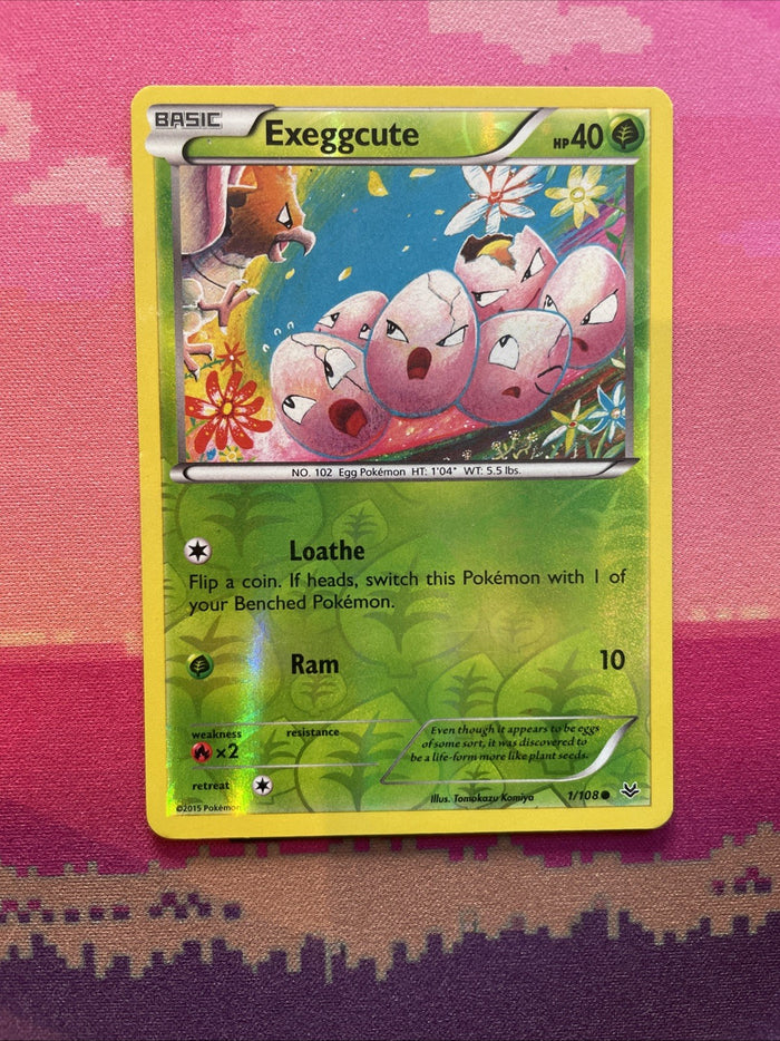 Pokemon Card Exeggcute Roaring Skies Reverse Holo Common 1/108 Near Mint