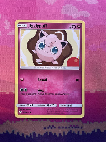 Pokemon Card Jigglypuff Lost Thunder Common 133/214 Near Mint