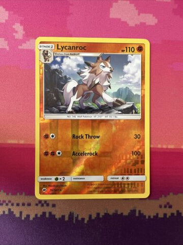 Pokemon Card Lycanroc Burning Shadows Reverse Holo Rare 76/147 Near Mint