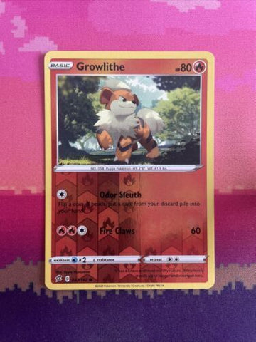 Pokemon Card Growlithe Rebel Clash Reverse Holo Common 027/192 Near Mint
