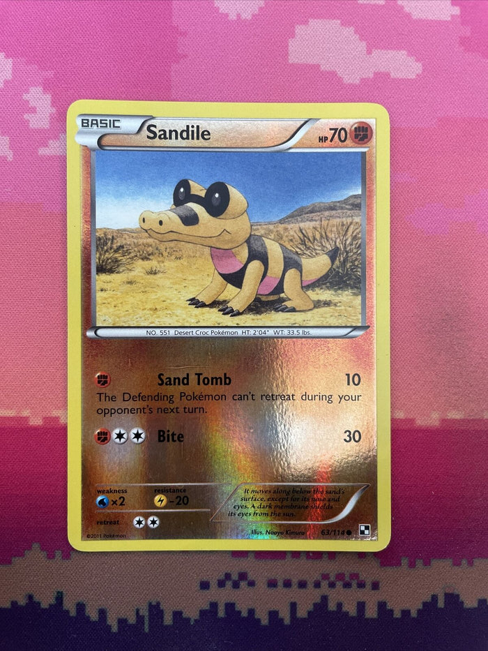 Pokemon Card Sandile Black & White Reverse Holo 63/114 Near Mint