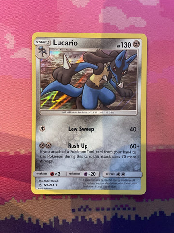 Pokemon Card Lucario Unbroken Bonds Holo Rare 126/214 Near Mint
