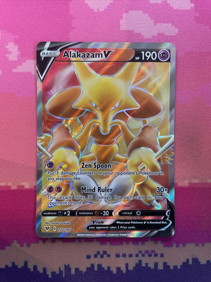 Pokemon Card Alakazam V 172/185 Ultra Rare Vivid Voltage Near Mint