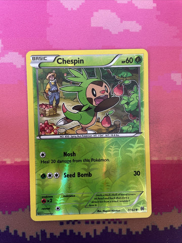 Pokemon Card Chespin Breakthrough Reverse Holo 7/162 Near Mint