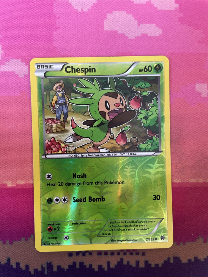 Pokemon Card Chespin Breakthrough Reverse Holo 7/162 Near Mint
