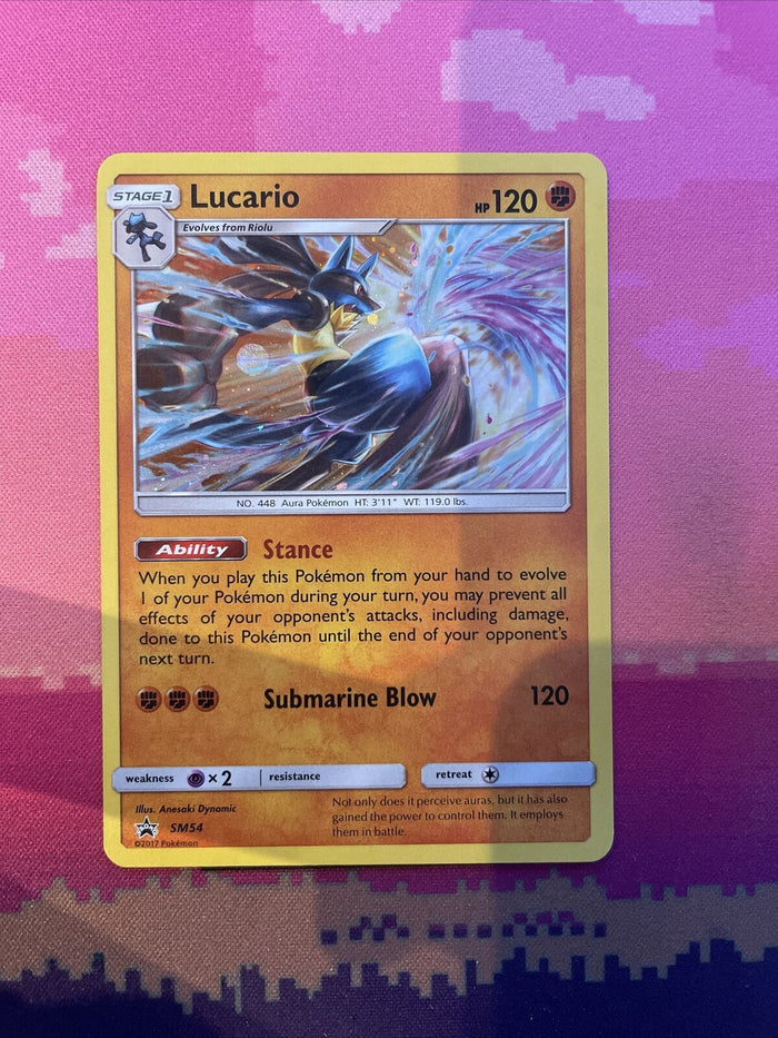 Pokemon Card Lucario SM54 Black Star Promo Holo Near Mint