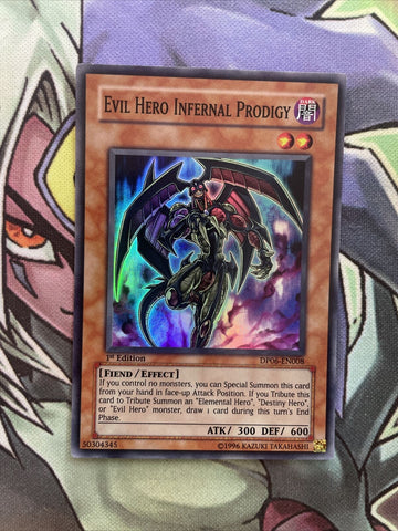 DP06-EN008 Evil Hero Infernal Prodigy Super Rare 1st Edition NM Yugioh Card