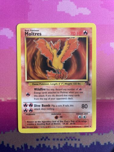 Pokemon Card Moltres Fossil Rare 27/62 Near Mint