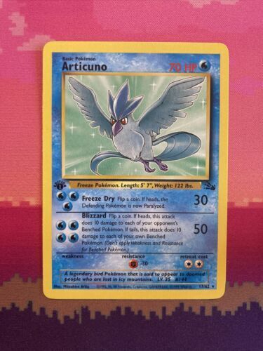 Pokemon Card Articuno Fossil 1st Edition Rare 17/62 Near Mint