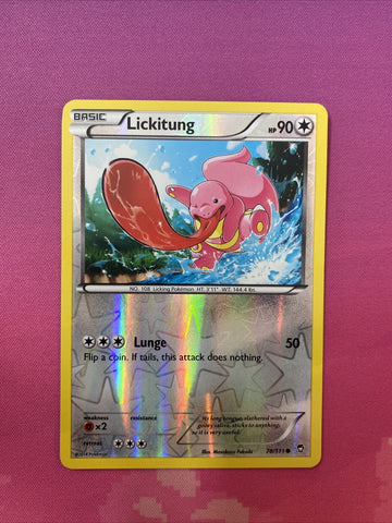 Pokemon Card Lickitung Furious Fists Reverse Holo Common 78/111 Near Mint