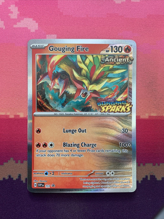 Pokemon Card Gouging Fire 151 Black Star Promo STAMPED Surging Sparks Near Mint