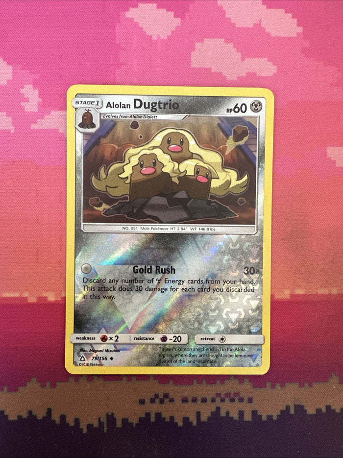 Pokemon Card Alolan Dugtrio Ultra Prism Reverse Holo 79/156 Near Mint