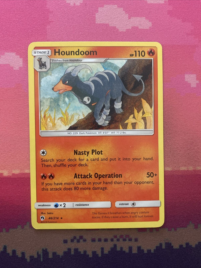 Pokemon Card Houndoom Lost Thunder Rare 46/214 Near Mint