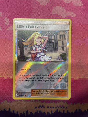 Pokemon Card Lillie's Full Force Cosmic Eclipse Reverse Holo 196/236 Near Mint