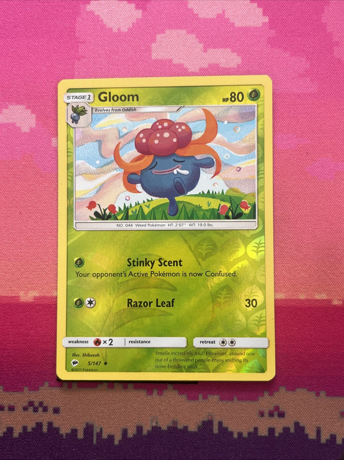 Pokemon Card Gloom Burning Shadows Reverse Holo 5/147 Near Mint
