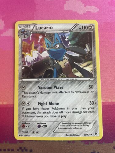 Pokemon Card Lucario Fates Collide Cosmo Holo Rare 63/124 Near Mint