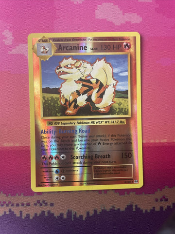 Pokemon Card Arcanine Evolutions Reverse Holo Rare 18/108 Near Mint