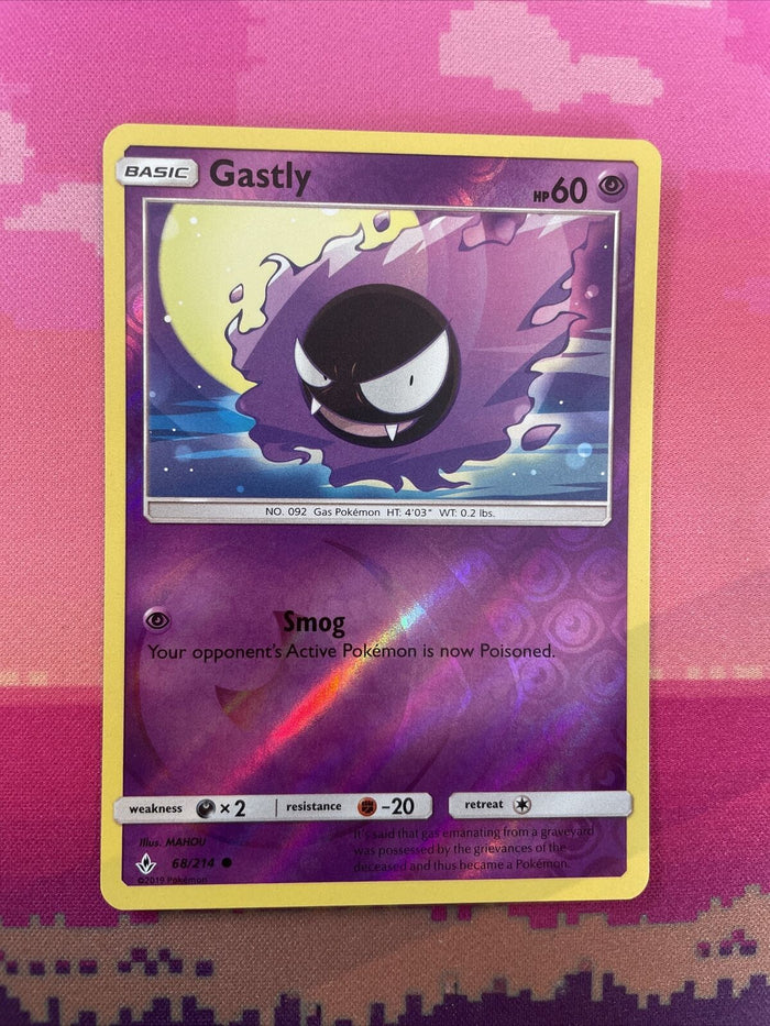 Pokemon Card Gastly Unbroken Bonds Reverse Holo 68/214 Near Mint