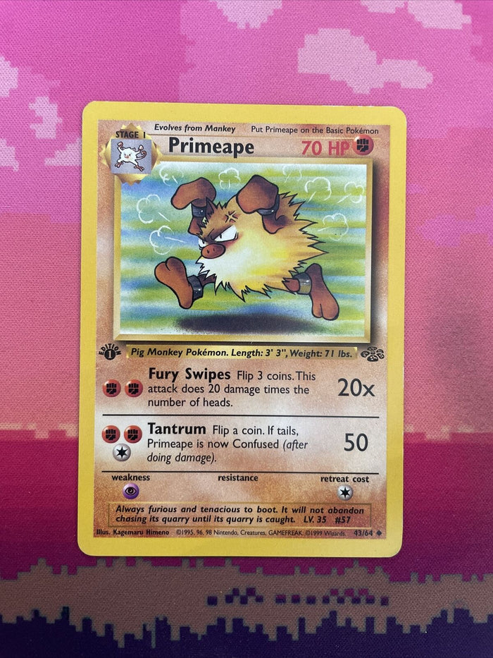Pokemon Card Primeape Jungle 1st Edition 43/64 Near Mint