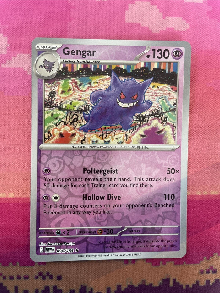 Pokemon Card Gengar Pokemon 151 Reverse Holo Rare 094/165 Near Mint